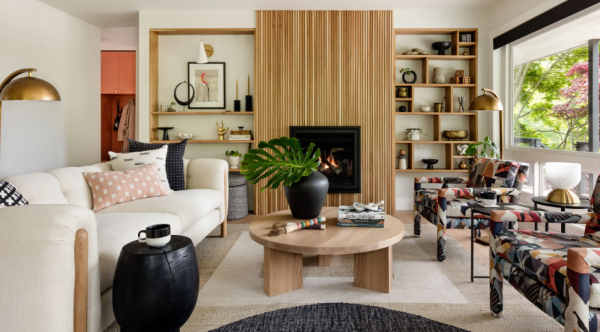 Ruang Keluarga dengan Tampilan Asimetris